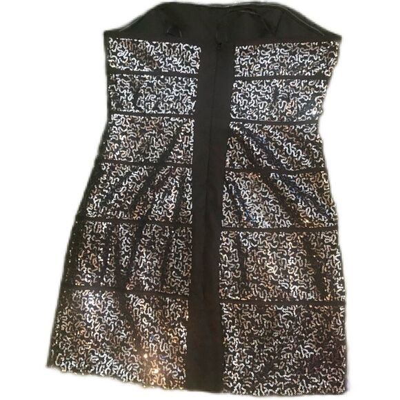 Strapless black sequin mini dress - Picture 10 of 10